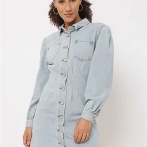 CINCHED WAIST ACID WASH DRESS
LIGHT BLLIE